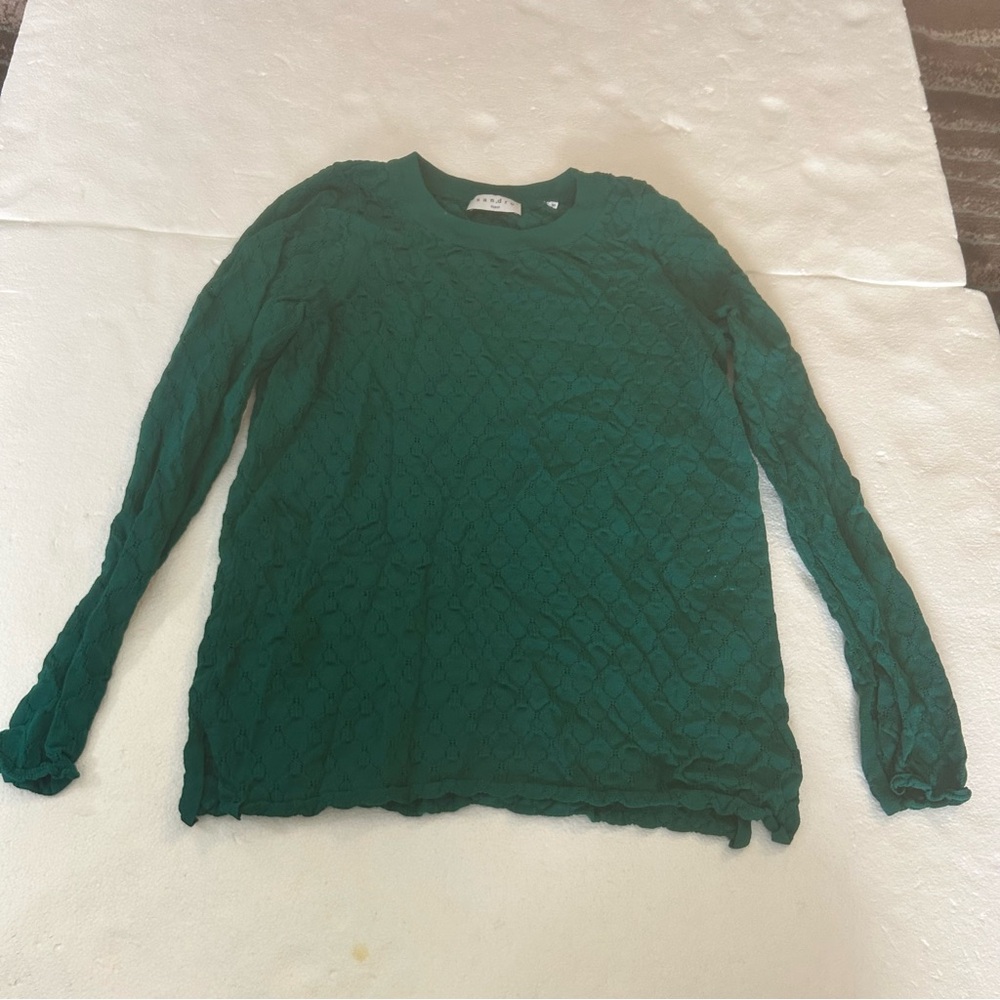Sandro Paris green 3/4 sleeve fine knit sweater blouse - Picture 11 of 16